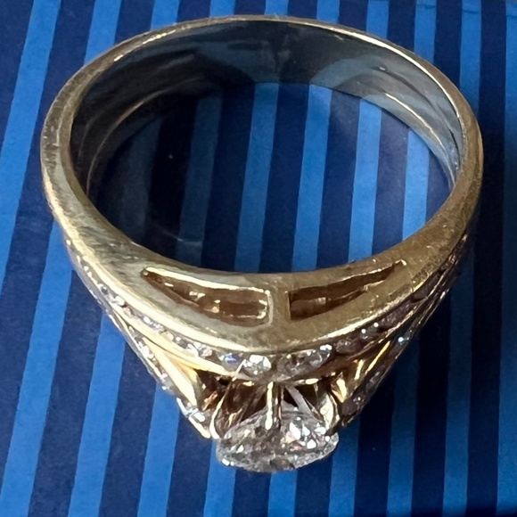 Vintage ladies wedding set, stamped 14k yellow gold, 1.20 carats. - Picture 4 of 9